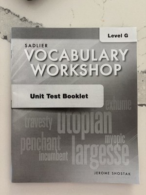 Sadlier Vocabulary Workshop Level G Unit Test Booklet + Unit Test Answer Key