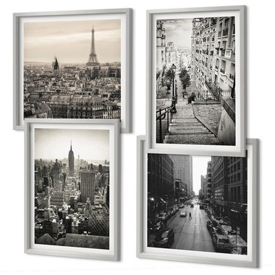 Deko Bilder Für Die Wand Im Rahmen Aussicht Paris New York Treppen Silber Rahmen