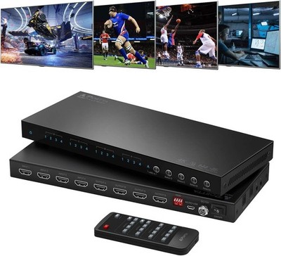 PORTTA 4x4 HDMI Matrix 4K 60Hz 4:4:4, 4 in 4 Out Switch Splitter, Audio 