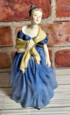 royal doulton blue dress Royal Doulton Adrienne 7.5” Porcelain Figurine 1963 HN2304 Blue Dress