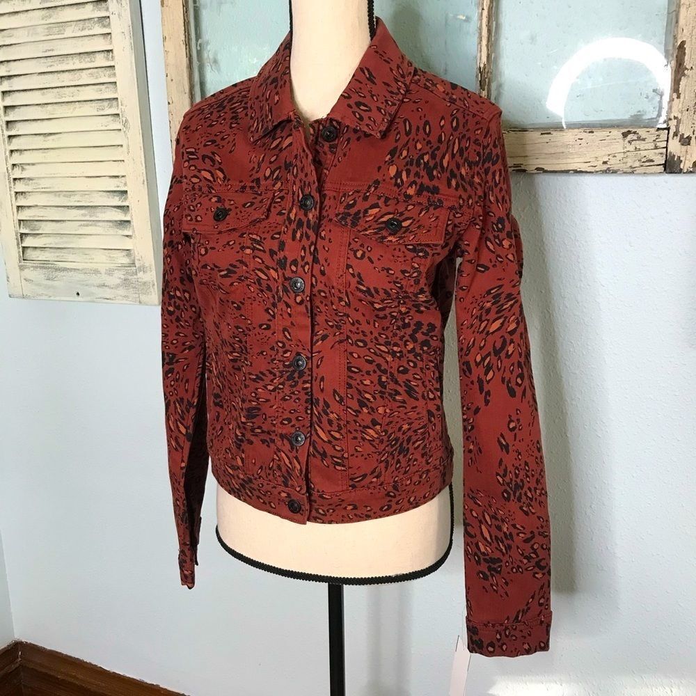 ella moss デニムジャケット Ella Moss Printed Denim Jacket Sable Cheetah Leopard Casual