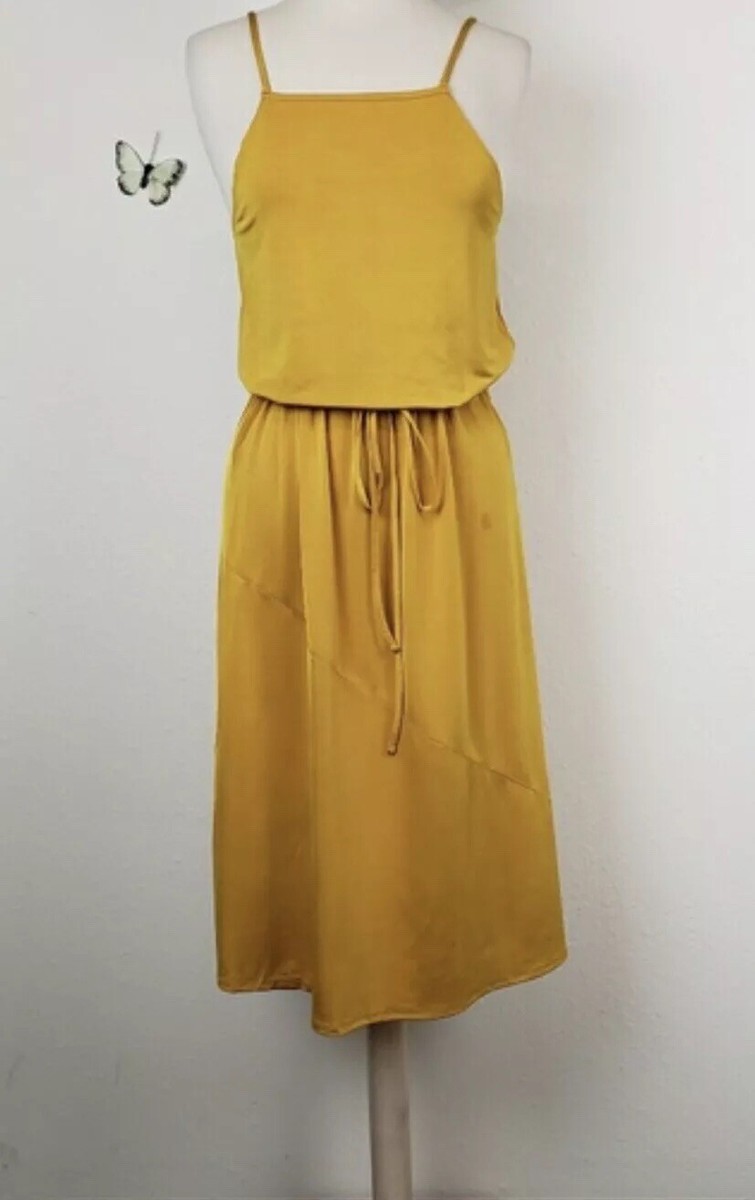 ZARA GOLD Slinky Soft Stretchy Drawstring Waist SLIP DRESS SZ M | eBay