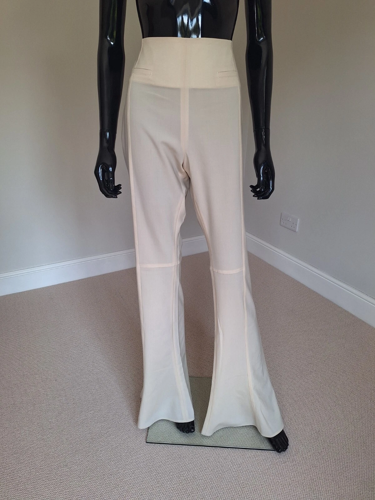 Pantaloni Jacquemus Le Splash Le Pantalon Tangelo misto lana svasata nuovi con etichette 46F