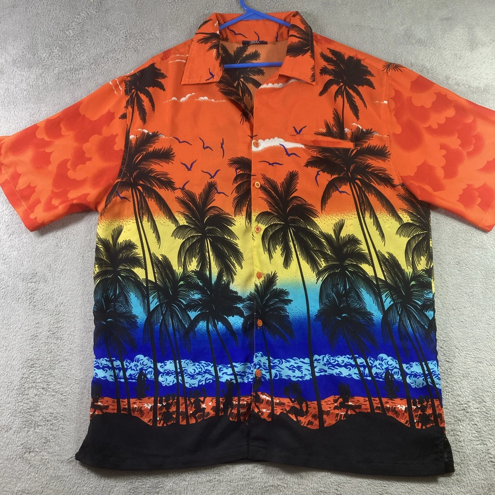 Hawaiian Shirt Men Large All Over Print Tropical Colorful Casual Ocean Palm Tree