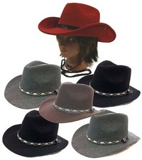 Cowboy Western Fedora Outback Ranger Aussie Wool Felt Bucket Hat Cap