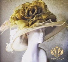 Rose Kentucky Derby Hat Cream Ivory Moss Hues Royal Ascot Del Mar Melbourne Cup