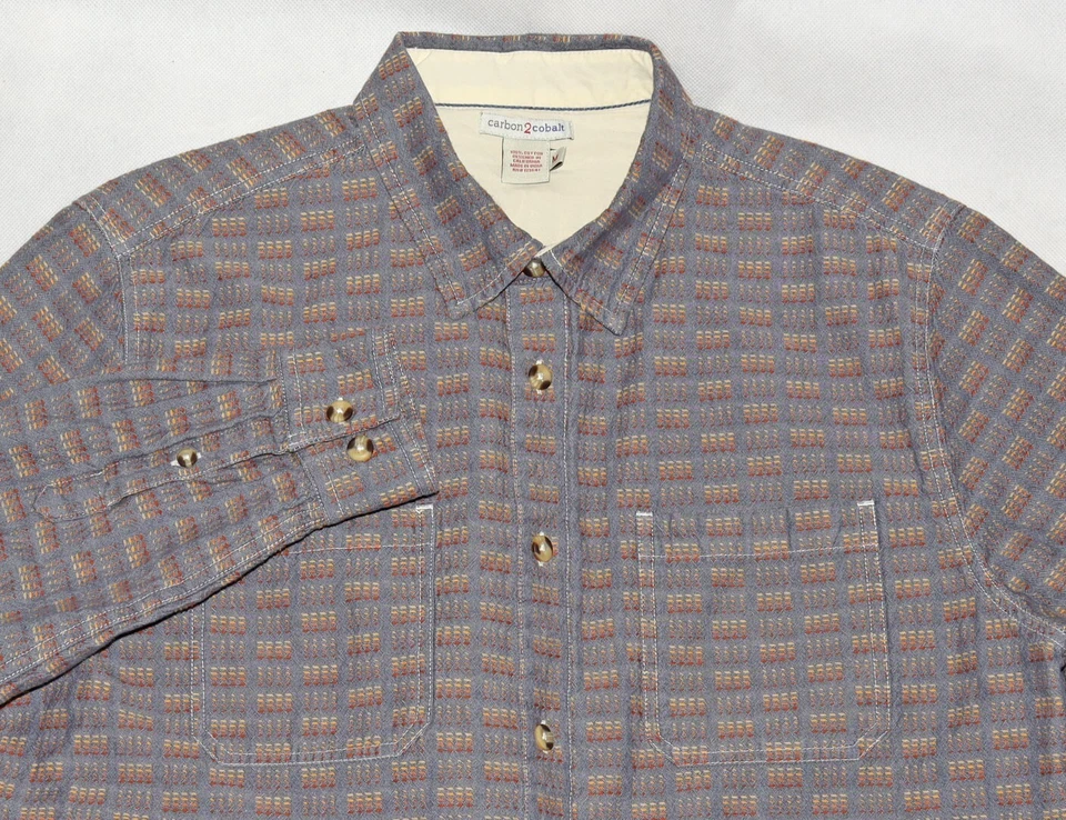 carbon2cobalt Men Long Sleeve Button Front Casual Heavy Cotton Shirt Size Medium - Image 2 of 4