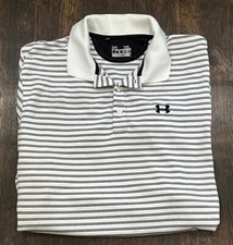 Under Armour Loose Fit Heat Gear Polo Golf Tennis Striped Shirt Men's XL