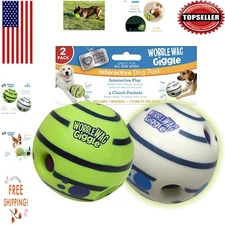 Durable 2-Pack Dog Toy Balls: Interactive Giggle & Glow Fun for All Dogs!
