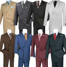 Vinci Wool Feel 6 Button Double Breasted Solid Color Classic Fit Suit DC900-1