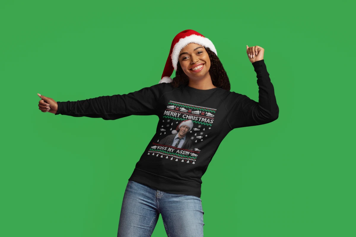 National Lampoonu0026#039;s Christmas Vacation Sweatshirt, Clark Griswold, Kiss  My Ass | eBay