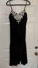 Vintage Black Velvet Gunne Sax Jessica McClintock Dress Size 11 Lace Midi /Maxi