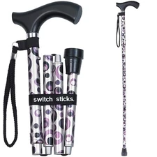 Switch Sticks Walking Cane for Men or Women, Foldable & Adjustable from 32-37in.