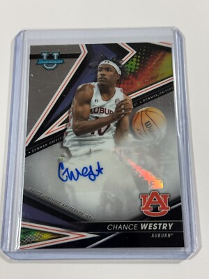 BOWMAN U ROOKIE Chrome Refractior AUTO Chance Westry AUBURN UNIVERSITY