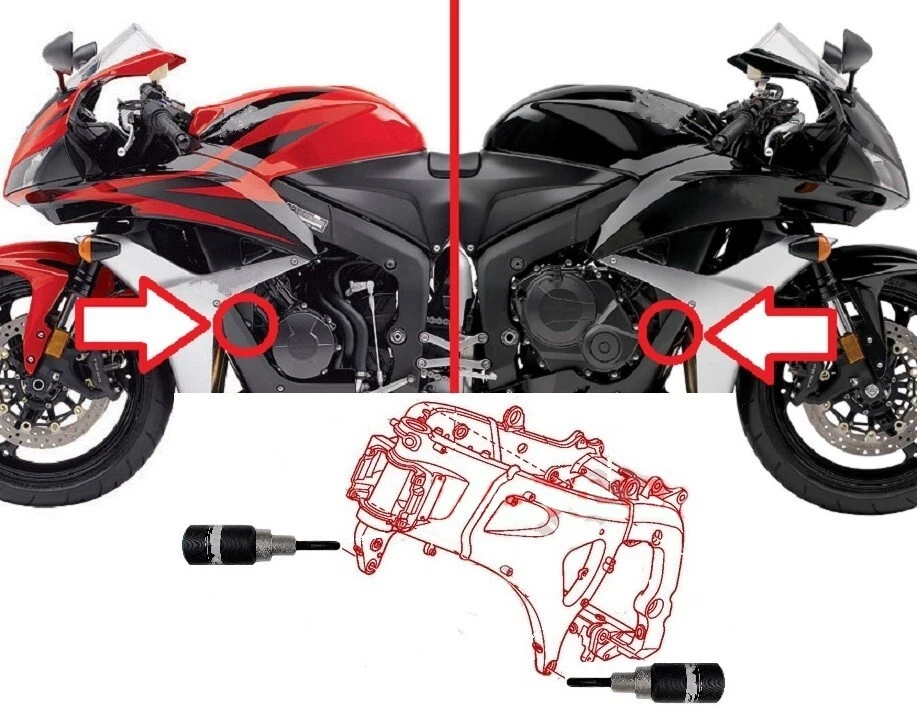 TAMPONI PARACARENA PARATELAIO CRASH PADS per HONDA CBR 600 RR CBR600RR 2007-2018 - Imagem 4 de 4