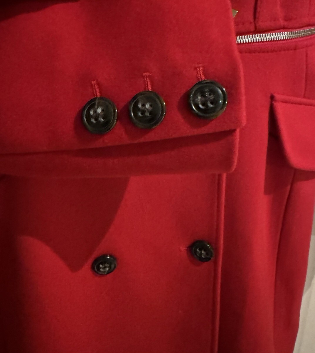 Karen Millen Double Breasted Military In Red Wool Cashmere