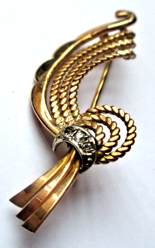 Broche Vintage Élégante - Couleur Or, Cristaux Et Diamant Fumé Rose, Parfait état, Bijou Fantaisie Français
