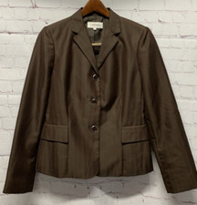 Calvin Klein Size 8 Blazer Jacket Suit Separate Solid Brown Women