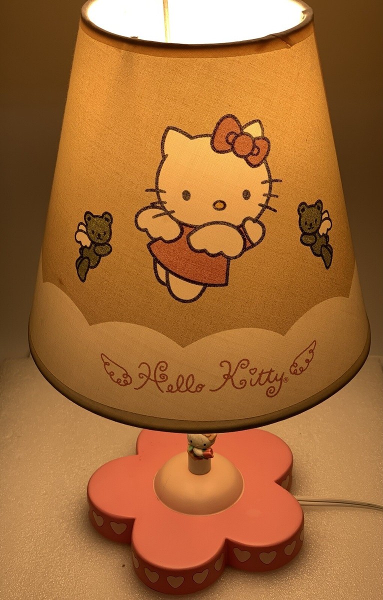 Vintage Hello Kitty Angel Lamp Sanrio Pull String Table Lamp Pink