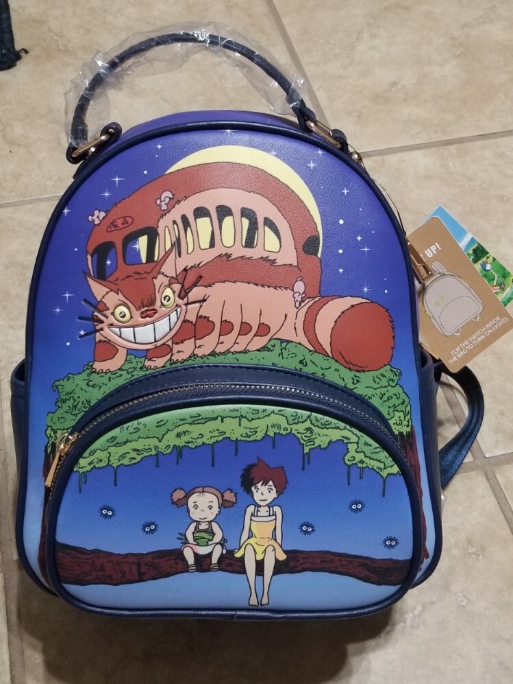 Loungefly Blue Catbus Mini Backpack with Night Scene Studio Ghibli My Neighbor Totoro Night Catbus | Mercari main image 4