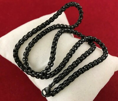 14k Gold Rose Silver Black Round Rolo Box Chain Choker Necklace Anklet Bracelet