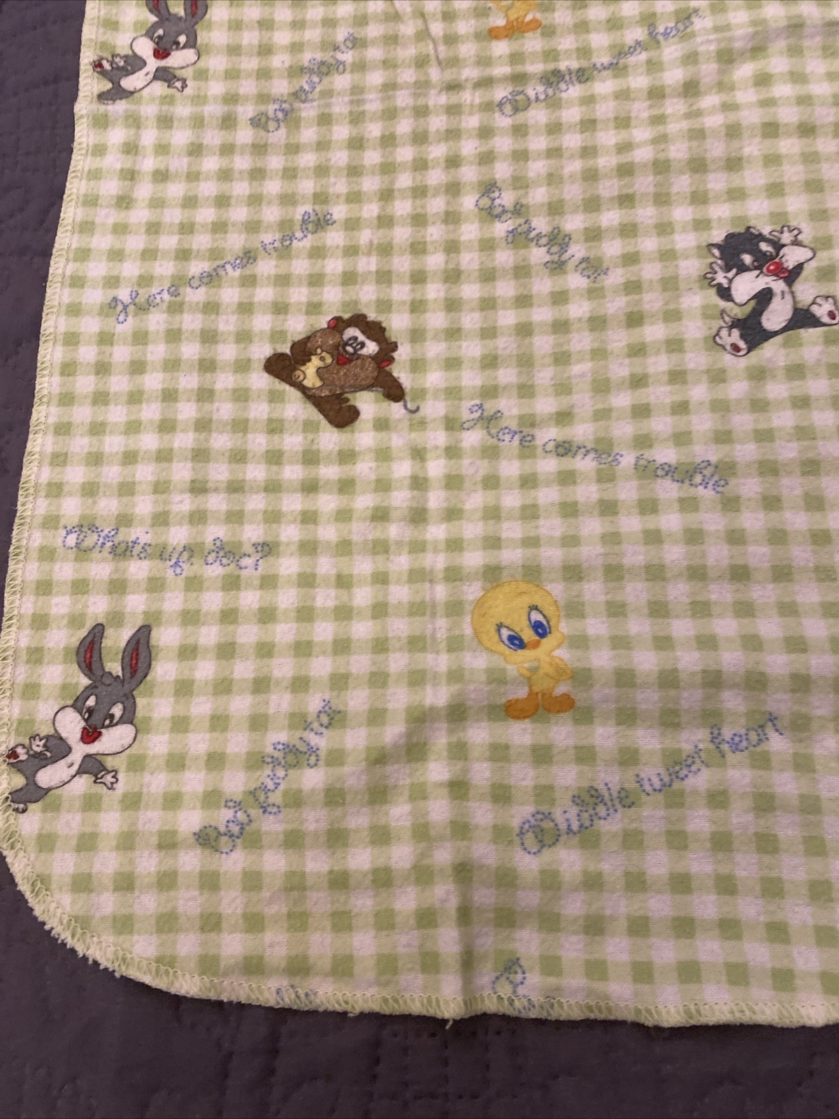 2 Vintage Baby Looney Tunes Receiving Blanket Bugs Tweety Taz Swaddling Nursery eBay