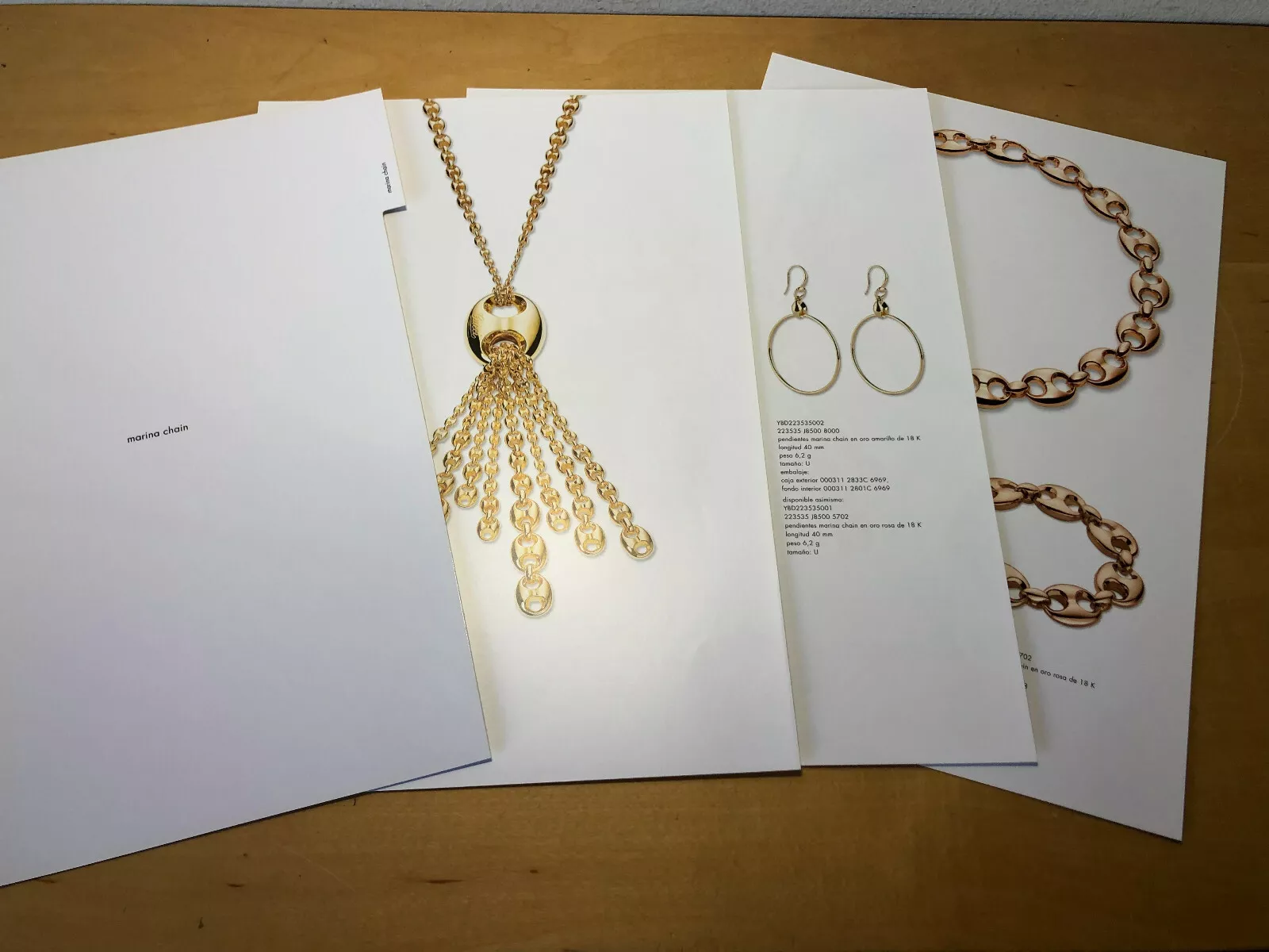Note de presse   GUCCI   Collection bijoux dorés   Collection chaîne Marina   Espagnol