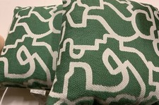    Threshold Square Throw Toss Pillow Geometry 18  X 18  Green  set Of 2