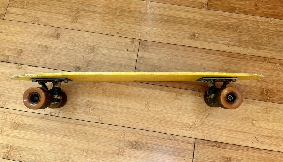 Hang Ten Skateboard Fiberglass With Original Trucks & Wheels Surfer