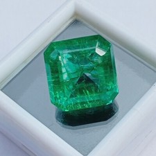 12-14Ct Asscher Cut Natural Emerald EGL Certified Green Colombian Loose Gemstone