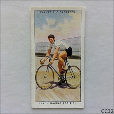 cycling cigarette cards John Player Cycling #48 Track Racing Position 1939 Cigarette Card (CC32)
