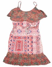 Guess Avah Mini Length Mixed Tiled Print Sleeveless Dress Size 2 NWT Lava Pink
