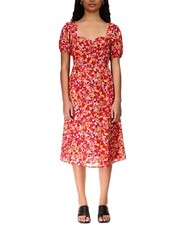 Sanctuary Women's Floral Puff Sleeve Sweetheart Midi Dress Size 2 B4HP