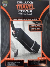 NEW IN BOX Club Champ Deluxe Travel Cover w/ Wheels for Golf Bag / Clubs - Black