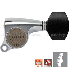 NEW Gotoh SGS510Z-EN07 6 in Line Set Mini Tuners EBONY Buttons 18:1 - CHROME