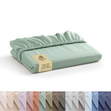 Linen Home 100 Cotton Percale Weave Fitted Sheet, King King, Pastel Turk
