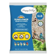 Sunflower Hearts  Chips Bird Food - 5 Lb No Mess, No Waste for Wild Birds
