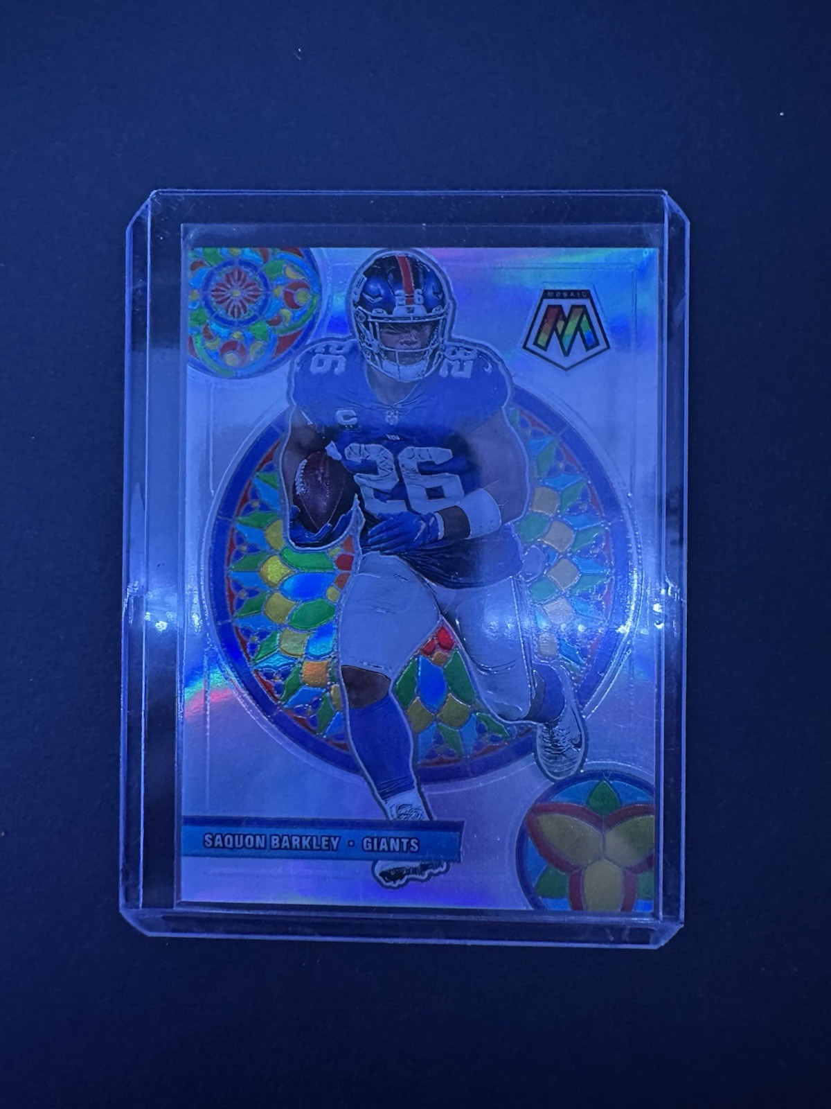 SAQUON BARKLEY 2021 PANINI MOSAIC #GM-14 STAINED GLASS SILVER PRIZM SSP CASE HIT