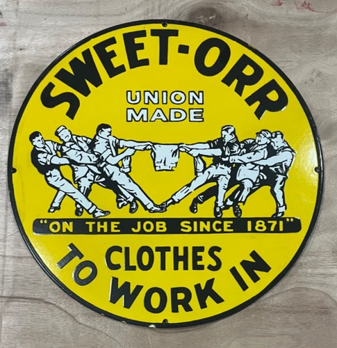 Vintage Sweet ORR Union Made Gas & Oil Porcelain Enamel Sign 18x18" SSP.