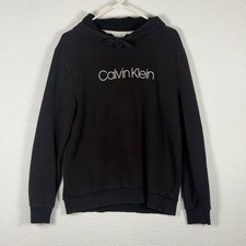 Calvin Klein Mens Black Logo Pullover Hoodie Sweatshirt Size Large L