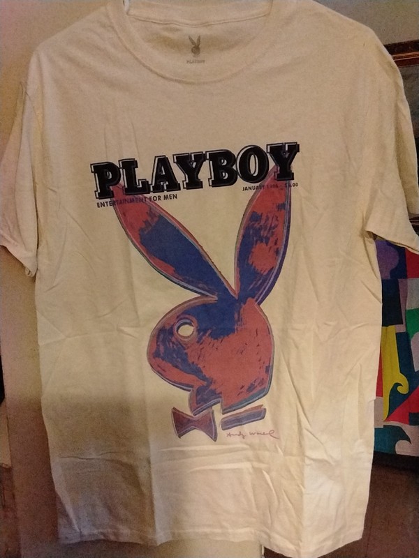Playboy x Andy Warhol Bunny Logo Retro Graphic T-shirt UNISEX Size SMALL NWOT 
