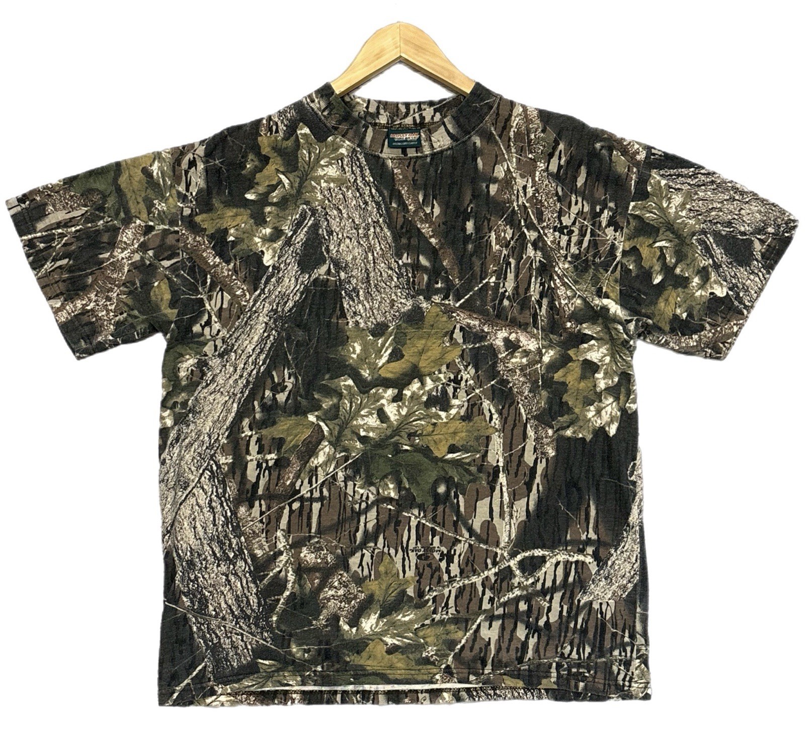 Vintage Mossy Oak 90s Camo T Shirt Mens XL Green Pocket Hunting Realtree AOP