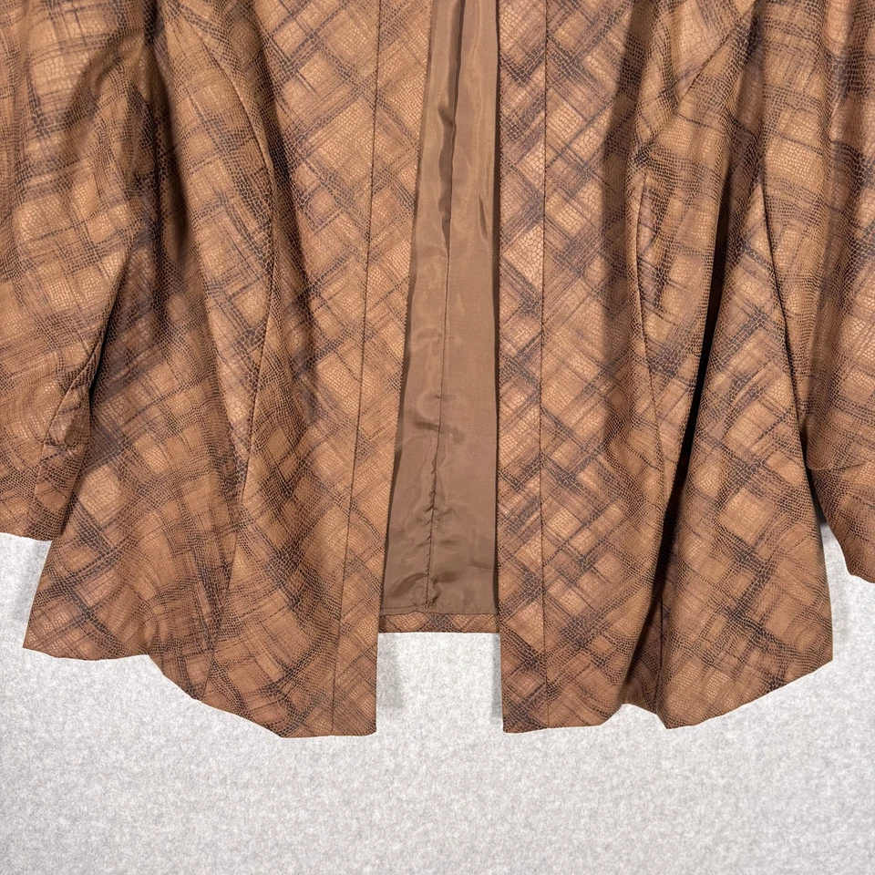 Dressbarn Blazer 14 16 Plaid Faux Leather Stretch Snakeskin Moto Mob Career USA - Image 3 of 4