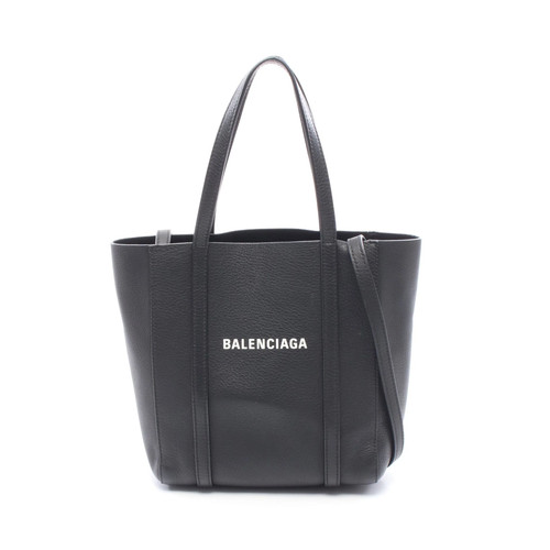 Balenciaga EVERYDAY XXS 2WAY Leather Handbag Tote Black Women Used Authentic