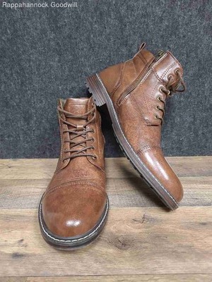 American Heritage Parkway Brown Cap Toe Side Zip Lace Up Boots Size 9.5