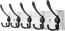 Coat Rack Wall Mount Wooden Hat Rack for Wall Hooks Pine Real Wood Plank 16.9" W