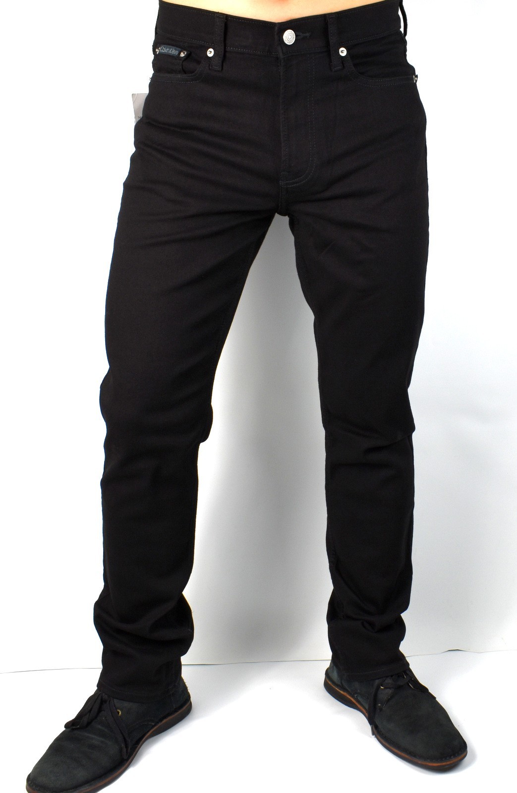 's Black Wash Straight Leg High Stretch Denim Jeans
