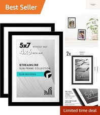 5x7 Picture Frame with Shatter-Resistant Glass - Set of 2 - Streamline Collec...