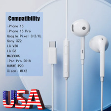 USB-C Type C Wired Headphones Earbuds for iPhone 16 15 Pro Max Plus Samsung