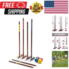 Portable Backyard Croquet Sets - Complete 4 + 6 Player Croquet Sets with Mall...